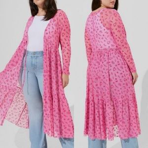 Torrid Betsey Johnson Mesh Tie Front Long Sleeve Kimono